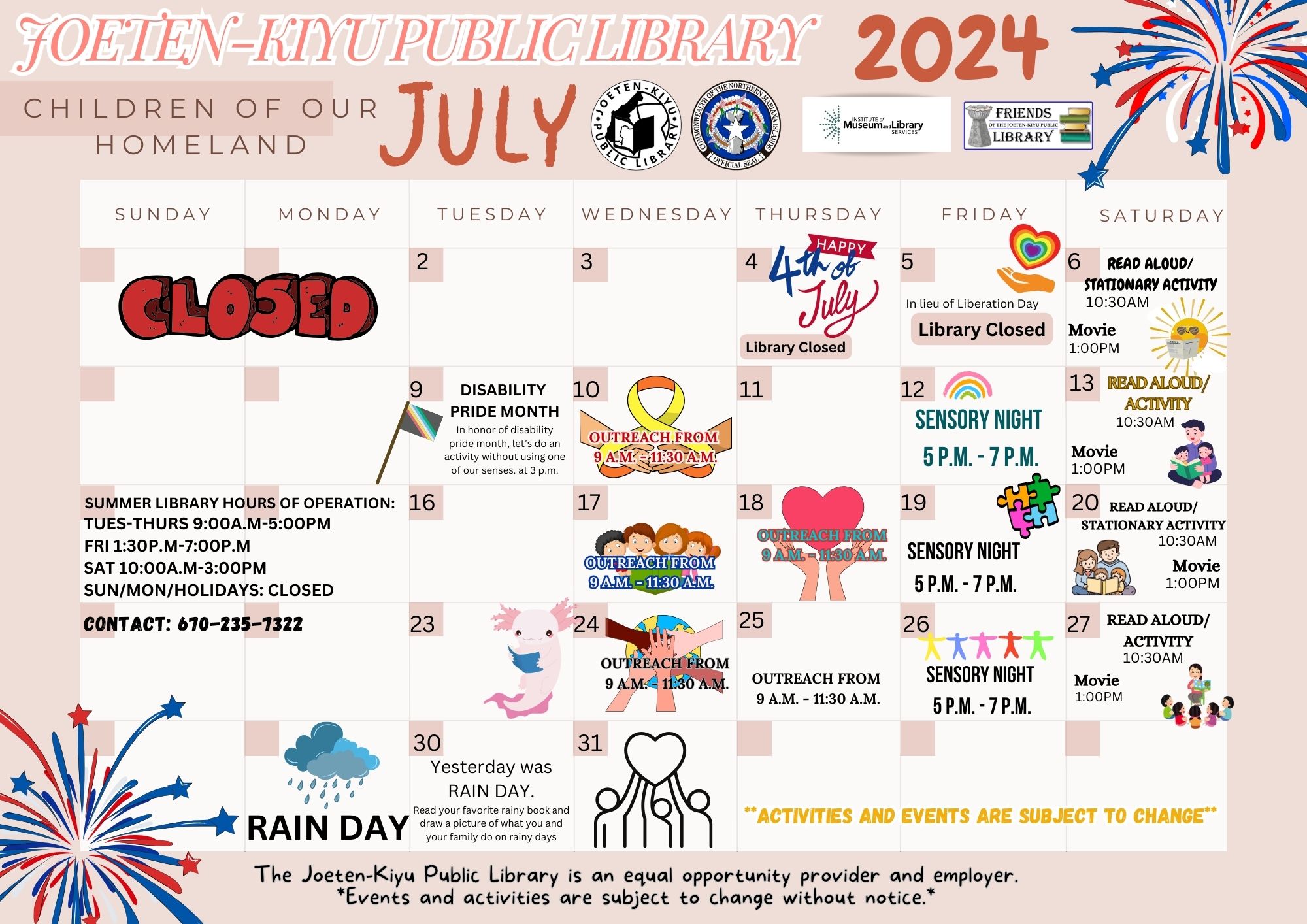 July 2024 Calendar of Events