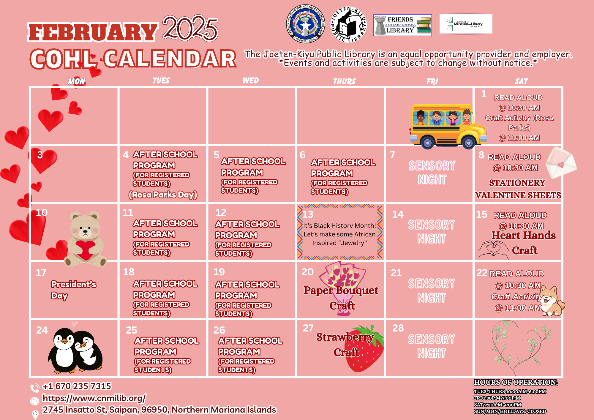 February 2025 Calendar of Events